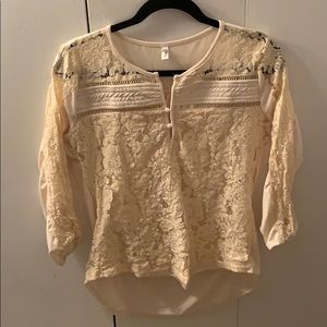 Lace detail cream blouse